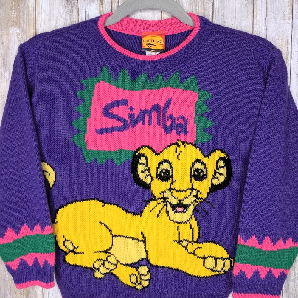 Vtg Simba Lion King Sweater Youth Small 7/8 RARE - Picture 2 of 6
